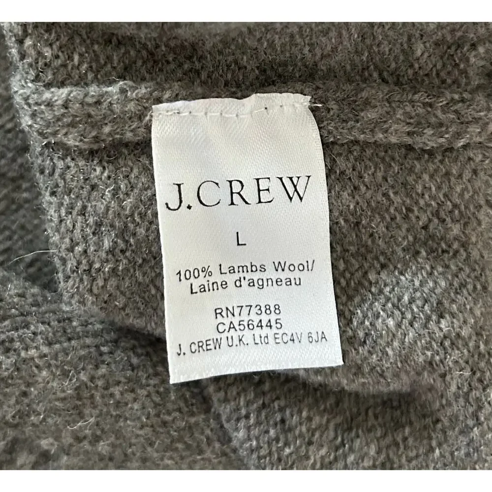 J. Crew Men’s Size Large 100% Lambswool Button‎ Front Mock Neck Sweater